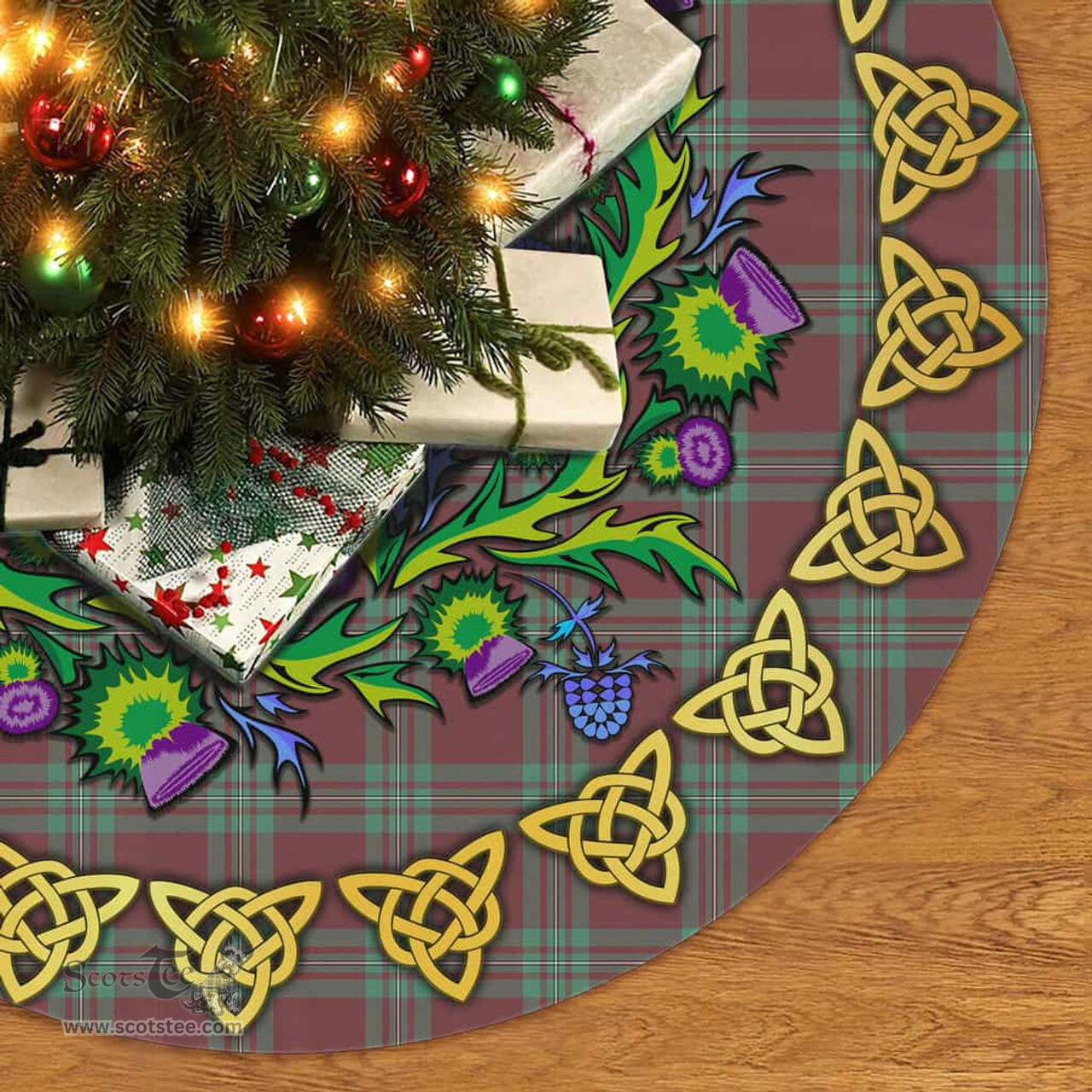 ScotsTee Shop Scottish MacGregor Hunting Ancient Thistle Celtic Knot Tartan Christmas Tree Skirt