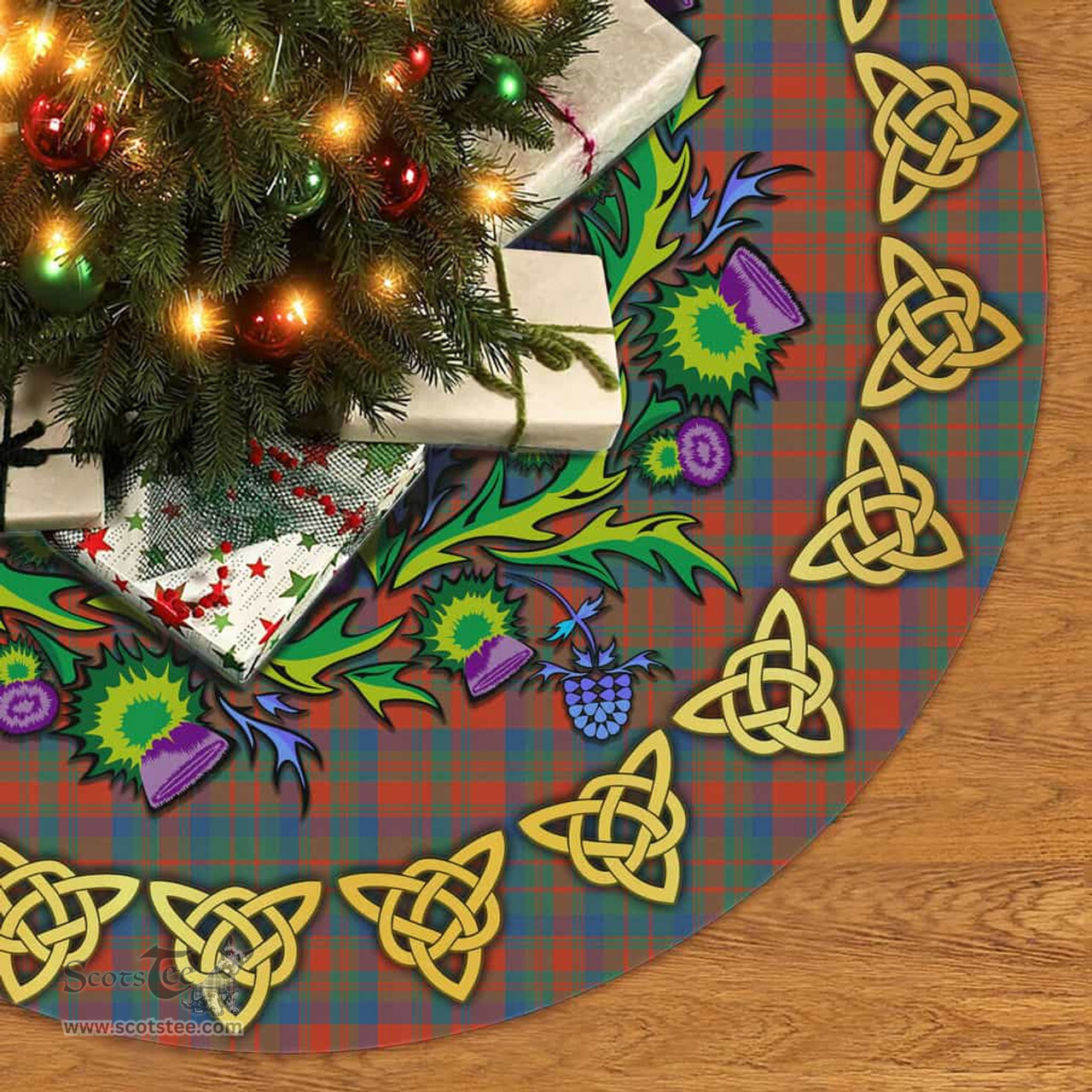 ScotsTee Shop Scottish Matheson Ancient Thistle Celtic Knot Tartan Christmas Tree Skirt