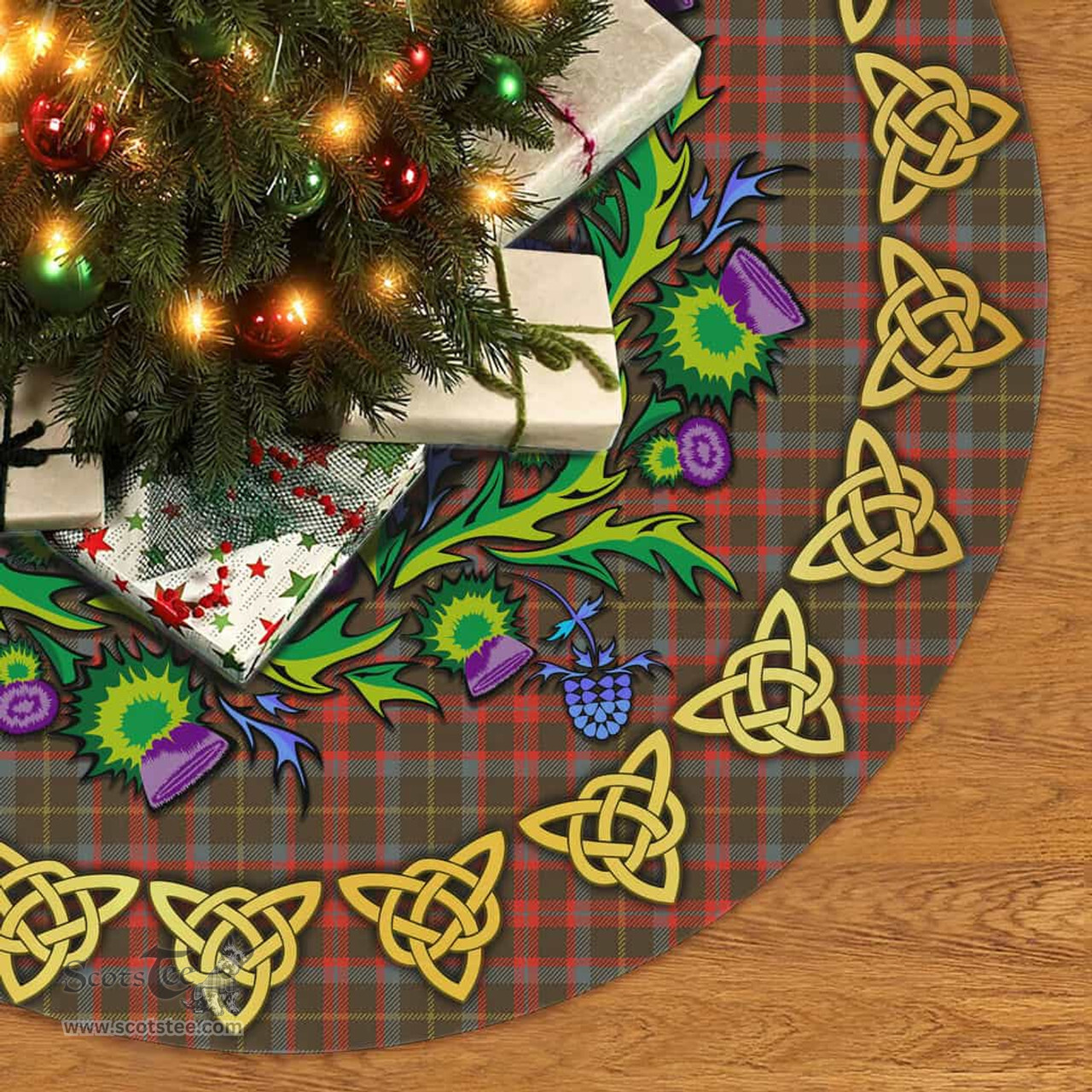 ScotsTee Shop Scottish MacKintosh Hunting Weathered Thistle Celtic Knot Tartan Christmas Tree Skirt