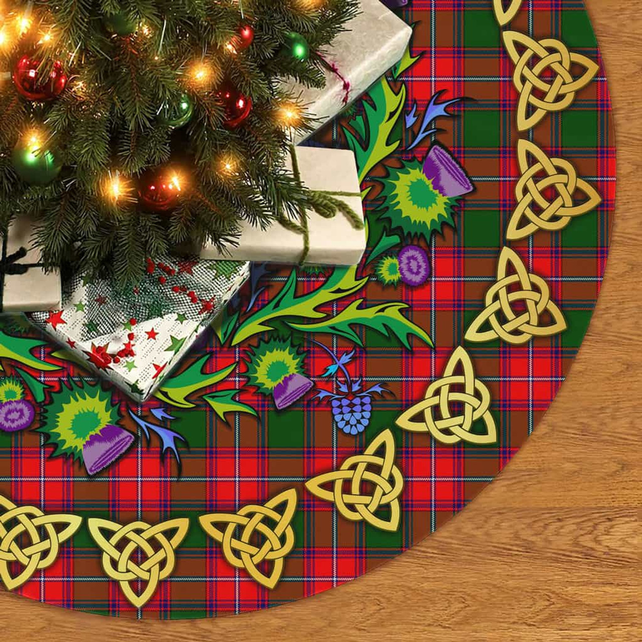 ScotsTee Shop Scottish Rattray Modern Thistle Celtic Knot Tartan Christmas Tree Skirt