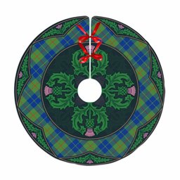 ScotsTee Shop Scottish Barclay Hunting Ancient Clan Scottish Thistle Flower Round Leaf Tartan Christmas Tree Skirt