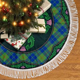 ScotsTee Shop Scottish Barclay Hunting Ancient Clan Scottish Thistle Flower Round Leaf Tartan Christmas Tree Skirt