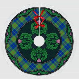 ScotsTee Shop Scottish Barclay Hunting Ancient Clan Scottish Thistle Flower Round Leaf Tartan Christmas Tree Skirt
