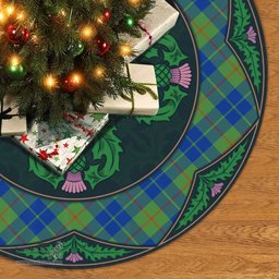 ScotsTee Shop Scottish Barclay Hunting Ancient Clan Scottish Thistle Flower Round Leaf Tartan Christmas Tree Skirt