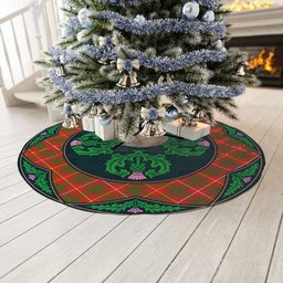ScotsTee Shop Scottish Bruce Modern Clan Scottish Thistle Flower Round Leaf Tartan Christmas Tree Skirt