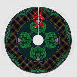 ScotsTee Shop Scottish Clelland Modern Clan Scottish Thistle Flower Round Leaf Tartan Christmas Tree Skirt