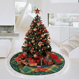 ScotsTee Shop Scottish Buchanan Old Sett Clan Scottish Thistle Flower Round Leaf Tartan Christmas Tree Skirt