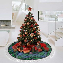 ScotsTee Shop Scottish Bowie Ancient Clan Scottish Thistle Flower Round Leaf Tartan Christmas Tree Skirt