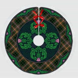 ScotsTee Shop Scottish Buchanan Hunting Clan Scottish Thistle Flower Round Leaf Tartan Christmas Tree Skirt