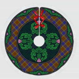 ScotsTee Shop Scottish Balfour Modern Clan Scottish Thistle Flower Round Leaf Tartan Christmas Tree Skirt