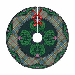 ScotsTee Shop Scottish Balfour Blue Clan Scottish Thistle Flower Round Leaf Tartan Christmas Tree Skirt