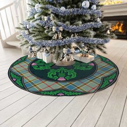 ScotsTee Shop Scottish Balfour Blue Clan Scottish Thistle Flower Round Leaf Tartan Christmas Tree Skirt