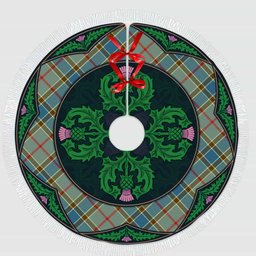 ScotsTee Shop Scottish Balfour Blue Clan Scottish Thistle Flower Round Leaf Tartan Christmas Tree Skirt