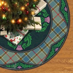 ScotsTee Shop Scottish Balfour Blue Clan Scottish Thistle Flower Round Leaf Tartan Christmas Tree Skirt
