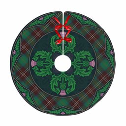 ScotsTee Shop Scottish Chisholm Hunting Ancient Clan Scottish Thistle Flower Round Leaf Tartan Christmas Tree Skirt