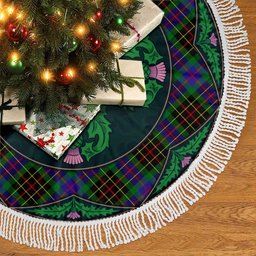 ScotsTee Shop Scottish Brodie Hunting Modern Clan Scottish Thistle Flower Round Leaf Tartan Christmas Tree Skirt