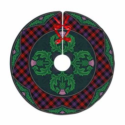 ScotsTee Shop Scottish Brown Modern Clan Scottish Thistle Flower Round Leaf Tartan Christmas Tree Skirt