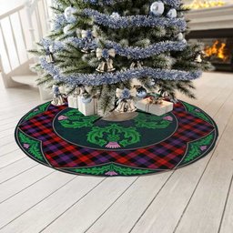 ScotsTee Shop Scottish Brown Modern Clan Scottish Thistle Flower Round Leaf Tartan Christmas Tree Skirt