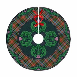 ScotsTee Shop Scottish Caledonia Ancient Clan Scottish Thistle Flower Round Leaf Tartan Christmas Tree Skirt