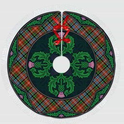 ScotsTee Shop Scottish Caledonia Ancient Clan Scottish Thistle Flower Round Leaf Tartan Christmas Tree Skirt