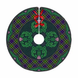 ScotsTee Shop Scottish Ayrshire District Clan Scottish Thistle Flower Round Leaf Tartan Christmas Tree Skirt