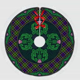 ScotsTee Shop Scottish Ayrshire District Clan Scottish Thistle Flower Round Leaf Tartan Christmas Tree Skirt