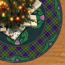 ScotsTee Shop Scottish Ayrshire District Clan Scottish Thistle Flower Round Leaf Tartan Christmas Tree Skirt