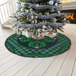 ScotsTee Shop Scottish Arbuthnot Ancient Clan Scottish Thistle Flower Round Leaf Tartan Christmas Tree Skirt