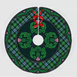 ScotsTee Shop Scottish Arbuthnot Ancient Clan Scottish Thistle Flower Round Leaf Tartan Christmas Tree Skirt