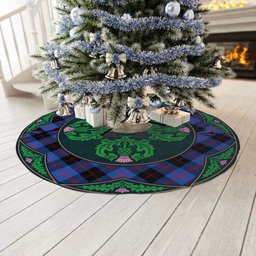 ScotsTee Shop Scottish Angus Modern Clan Scottish Thistle Flower Round Leaf Tartan Christmas Tree Skirt