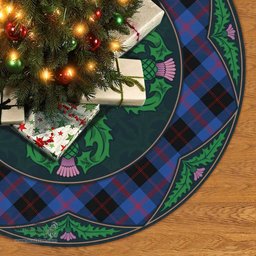 ScotsTee Shop Scottish Angus Modern Clan Scottish Thistle Flower Round Leaf Tartan Christmas Tree Skirt
