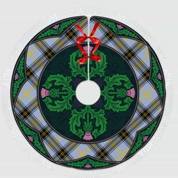 ScotsTee Shop Scottish Bell of the Borders Clan Scottish Thistle Flower Round Leaf Tartan Christmas Tree Skirt