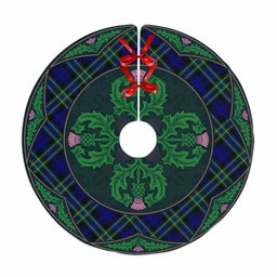 ScotsTee Shop Scottish Arbuthnot Modern Clan Scottish Thistle Flower Round Leaf Tartan Christmas Tree Skirt