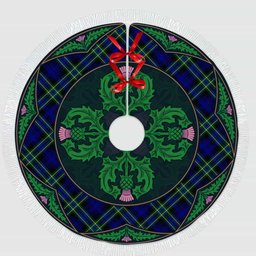 ScotsTee Shop Scottish Arbuthnot Modern Clan Scottish Thistle Flower Round Leaf Tartan Christmas Tree Skirt