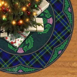 ScotsTee Shop Scottish Arbuthnot Modern Clan Scottish Thistle Flower Round Leaf Tartan Christmas Tree Skirt