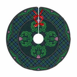 ScotsTee Shop Scottish Campbell Ancient 02 Clan Scottish Thistle Flower Round Leaf Tartan Christmas Tree Skirt