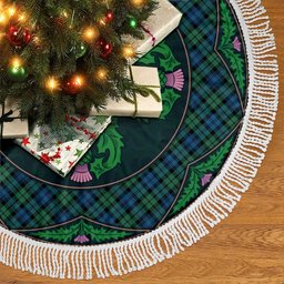 ScotsTee Shop Scottish Campbell Ancient 02 Clan Scottish Thistle Flower Round Leaf Tartan Christmas Tree Skirt