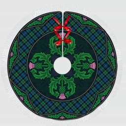 ScotsTee Shop Scottish Campbell Ancient 02 Clan Scottish Thistle Flower Round Leaf Tartan Christmas Tree Skirt