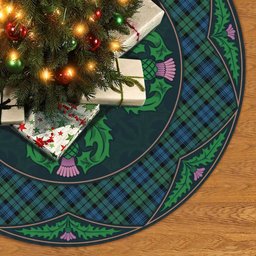 ScotsTee Shop Scottish Campbell Ancient 02 Clan Scottish Thistle Flower Round Leaf Tartan Christmas Tree Skirt