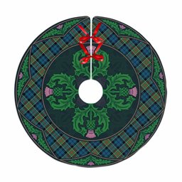 ScotsTee Shop Scottish Colquhoun Ancient Clan Scottish Thistle Flower Round Leaf Tartan Christmas Tree Skirt