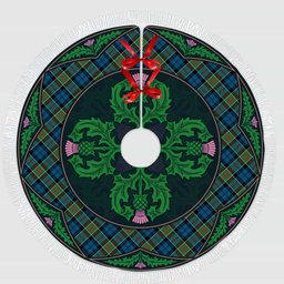 ScotsTee Shop Scottish Colquhoun Ancient Clan Scottish Thistle Flower Round Leaf Tartan Christmas Tree Skirt