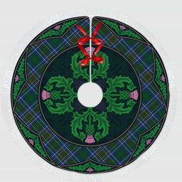 ScotsTee Shop Scottish Cockburn Ancient Clan Scottish Thistle Flower Round Leaf Tartan Christmas Tree Skirt