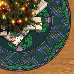 ScotsTee Shop Scottish Cockburn Ancient Clan Scottish Thistle Flower Round Leaf Tartan Christmas Tree Skirt