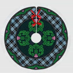 ScotsTee Shop Scottish Clark Ancient Clan Scottish Thistle Flower Round Leaf Tartan Christmas Tree Skirt