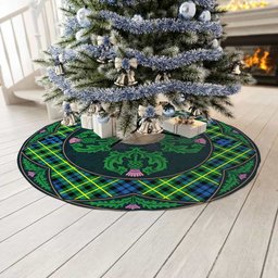 ScotsTee Shop Scottish Campbell of Breadalbane Ancient Clan Scottish Thistle Flower Round Leaf Tartan Christmas Tree Skirt