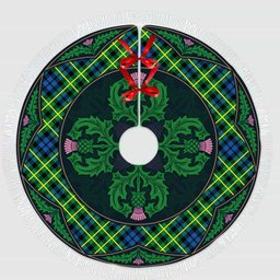 ScotsTee Shop Scottish Campbell of Breadalbane Ancient Clan Scottish Thistle Flower Round Leaf Tartan Christmas Tree Skirt
