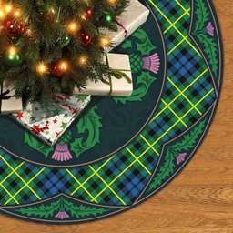 ScotsTee Shop Scottish Campbell of Breadalbane Ancient Clan Scottish Thistle Flower Round Leaf Tartan Christmas Tree Skirt
