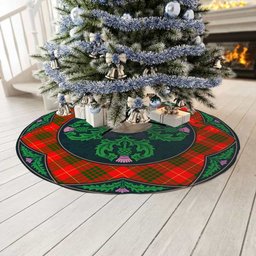 ScotsTee Shop Scottish Cameron Modern Clan Scottish Thistle Flower Round Leaf Tartan Christmas Tree Skirt