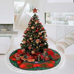 ScotsTee Shop Scottish Cameron Modern Clan Scottish Thistle Flower Round Leaf Tartan Christmas Tree Skirt