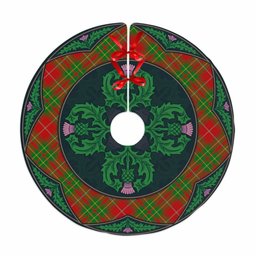 ScotsTee Shop Scottish Burnett Ancient Clan Scottish Thistle Flower Round Leaf Tartan Christmas Tree Skirt